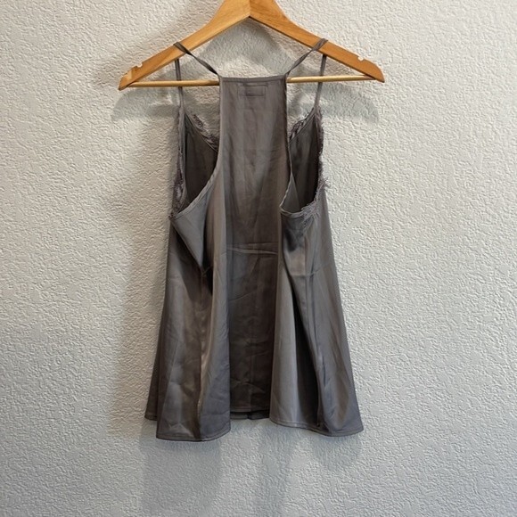 Pink Lily Boutique Gray Satin Cami with Lace Trim Size Small - Picture 6 of 7